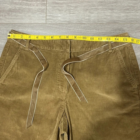 Talbots Petites Stretch Corduroy Cuffed Capri Brown Velvet Ribbon Belt 8 - Picture 11 of 16
